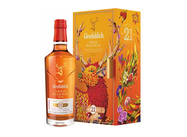 哪里回收格兰菲迪21年700ml福鹿生花新年装福鹿呈祥新春礼盒装Glenfiddich苏格兰威士忌行情价格